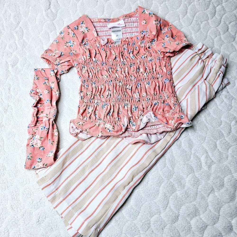 Little Lass toddler outfit floral stripes 2T